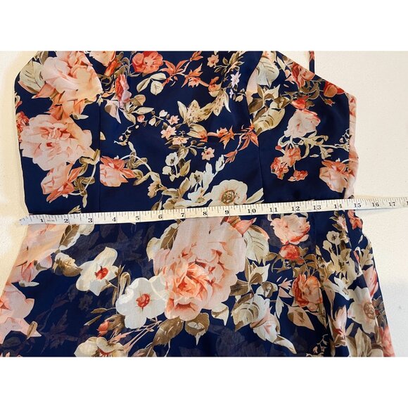 Lulus Womens Hi-Low Maxi Dress Floral Print Reflection Navy Blue Size Large - Picture 7 of 10